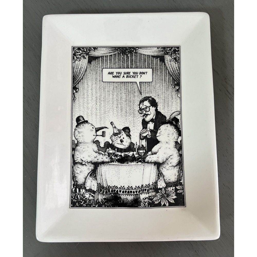 Bob Johnson 2005 Wine Talk Wine Cartoons, 5604 Snowman Small Platter -‎ In Box